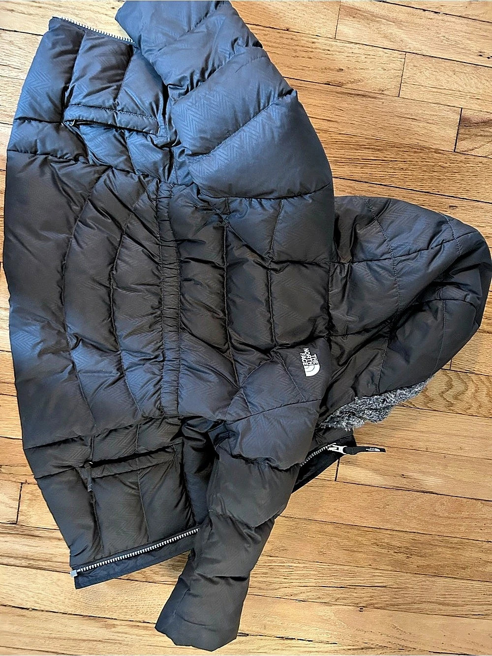The North Face Moondoggy Hooded Down Jacket Black & Gray Size 3T